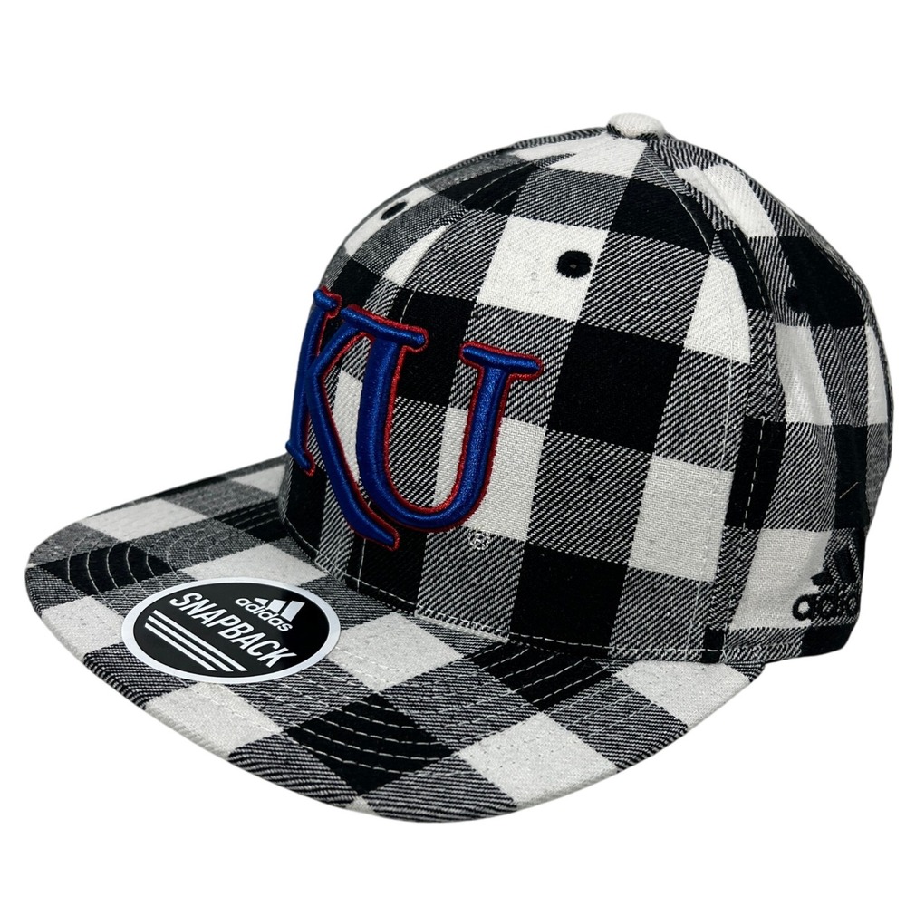 Adidas‎ Kansas Jayhawks Hat Buffalo Plaid Snapback Cap KU NCAA Mens